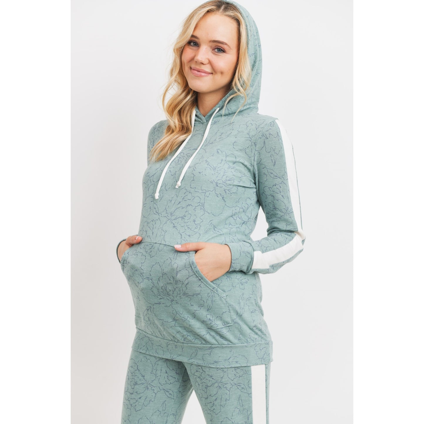 French Terry Maternity Hoodie - Sage