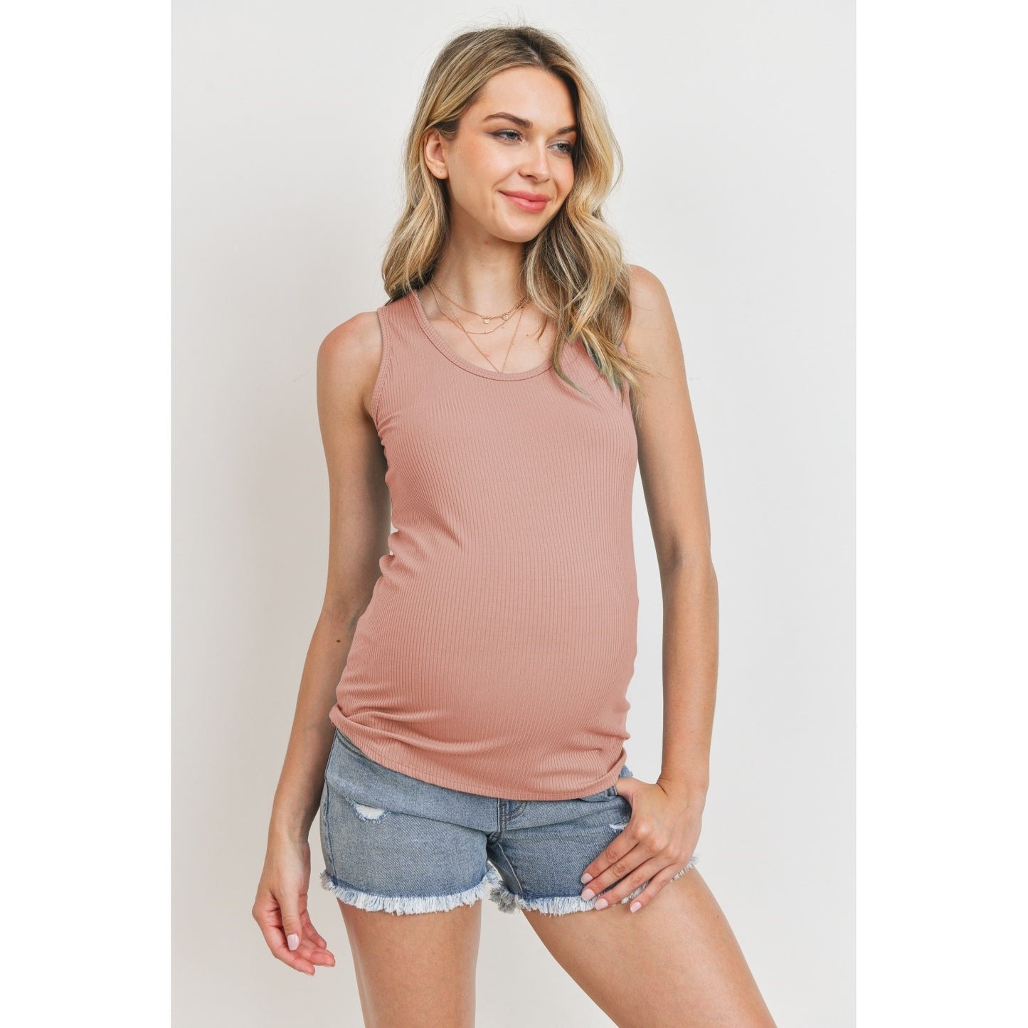 Solid Rib Maternity Tank Top