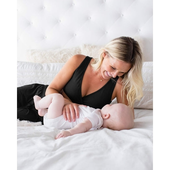 Adjustable Crossover Nursing & Lounge Bra - ROSE AND BLACK