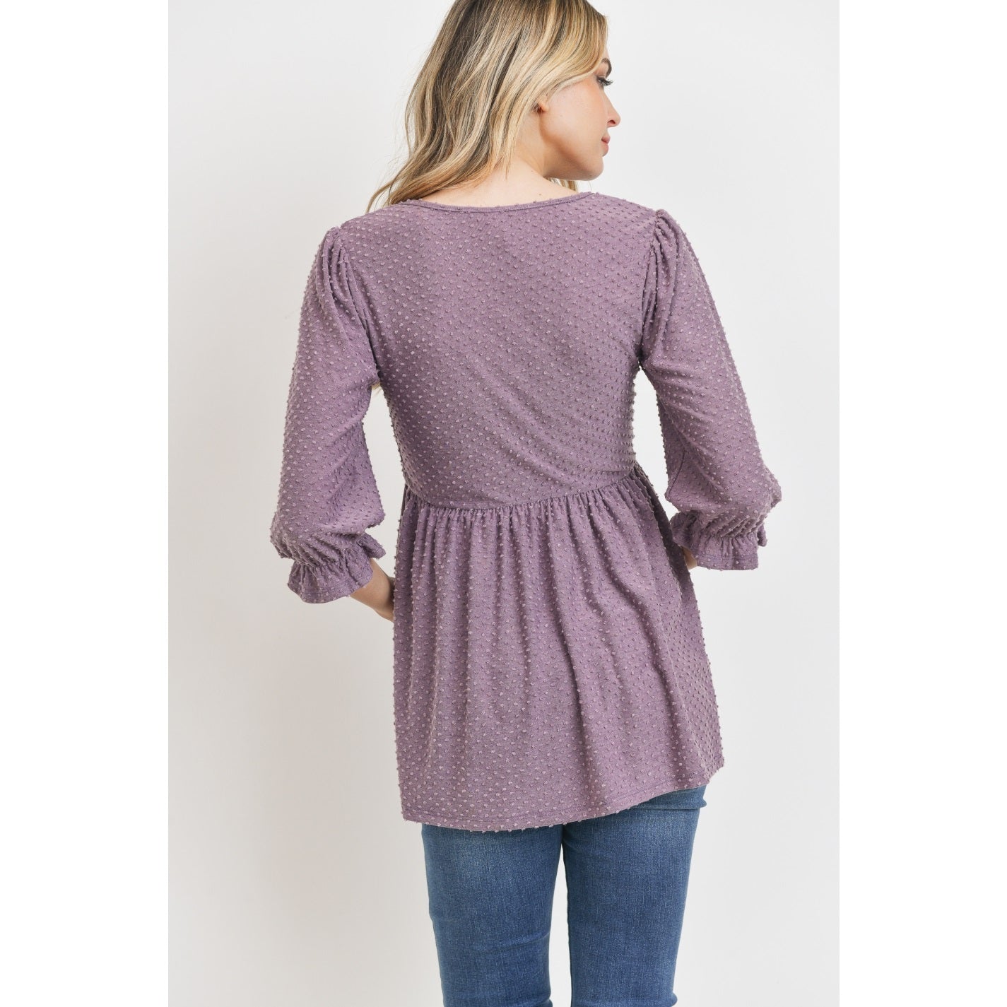 Dot Empire Waist Maternity Top in Purple