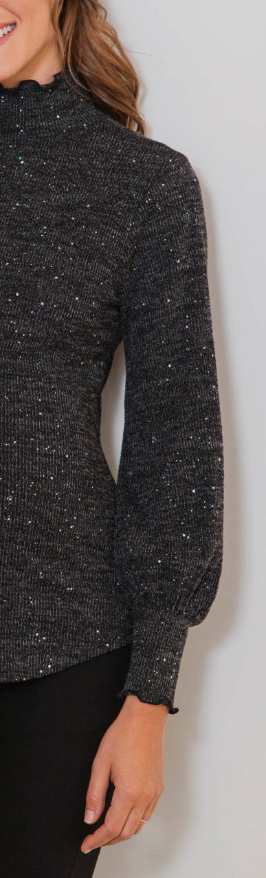 Turtle neck Long-Sleeved Sequin Maternity Top