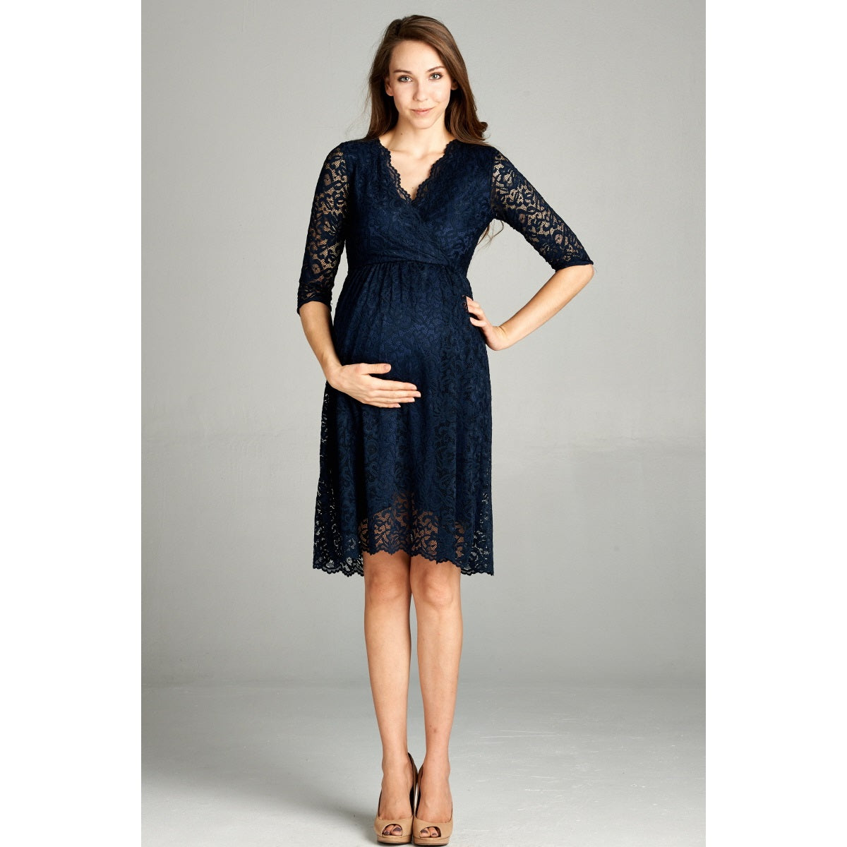 Floral Scallop Lace Maternity Dress