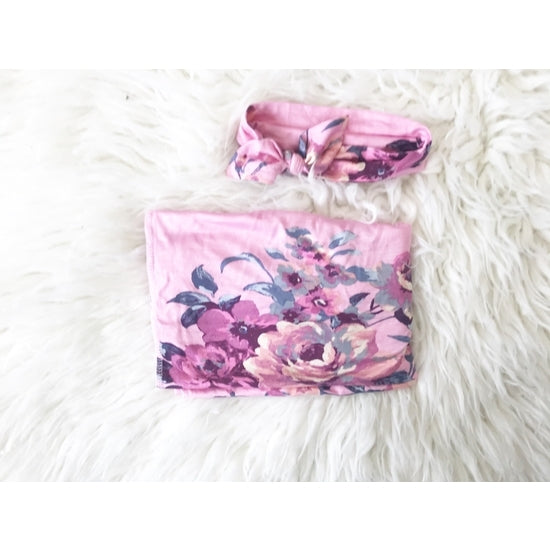 Botanical Maternity 3-piece set: Robe, Swaddle, Headband