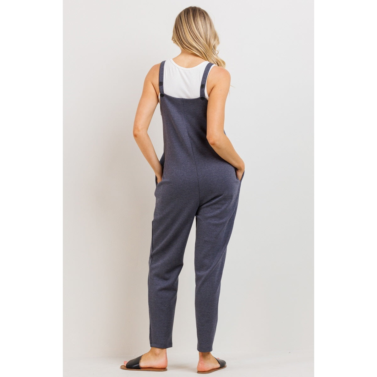 Zipper Front Maternity Jumpsuit