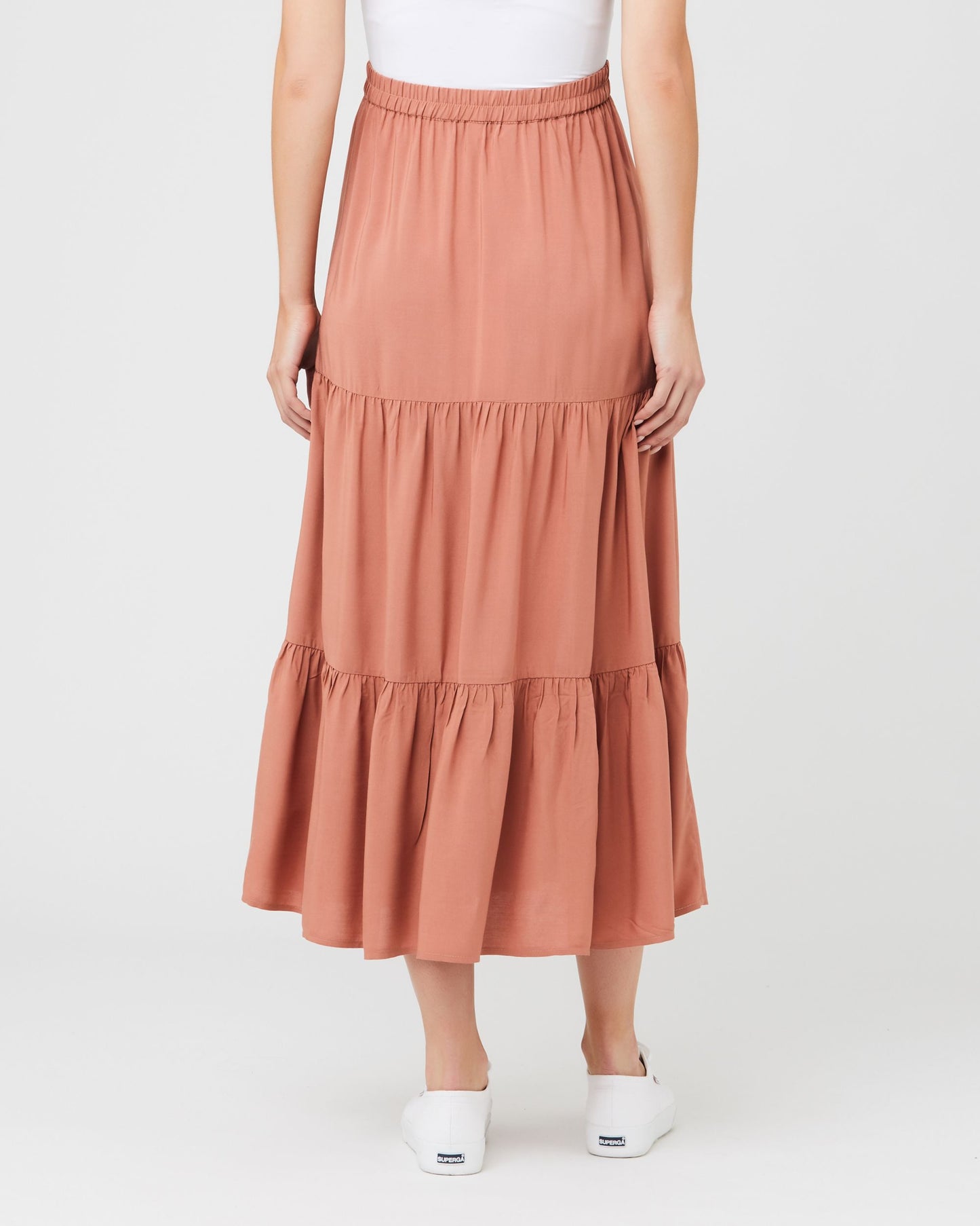 Tiered Maternity Skirt in Terracotta