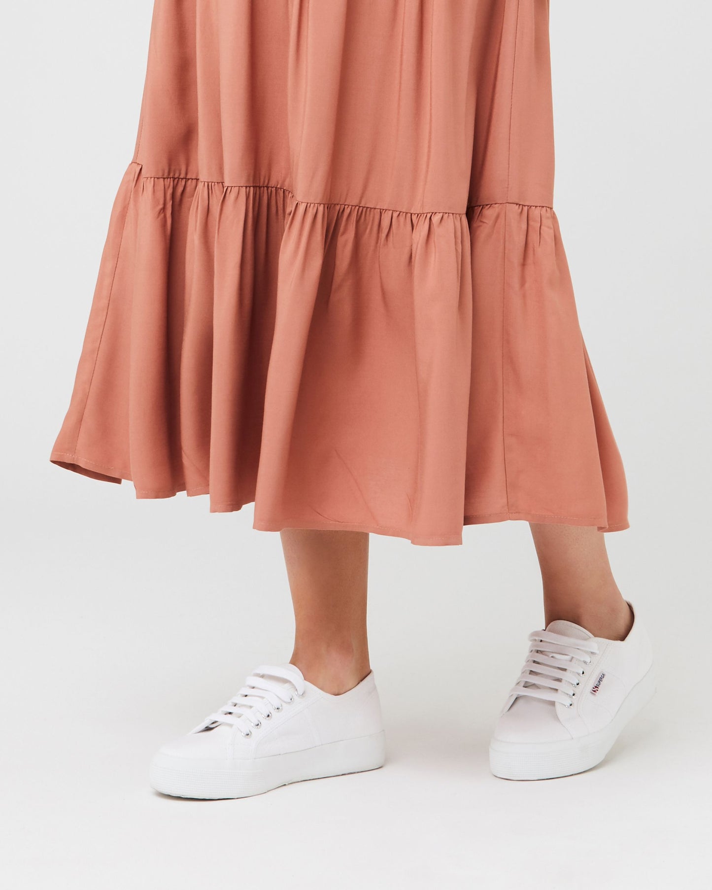 Tiered Maternity Skirt in Terracotta