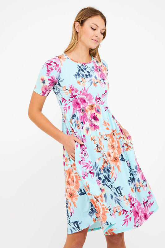 PLUS SIZE FUN FLORAL DRESS WITH POCKETS - X213365D