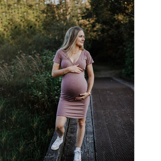 Ophelia Short Sleeve Nursing Dress - Heather Rose