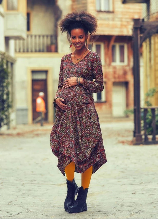 Boho Style pattern Maternity Dress