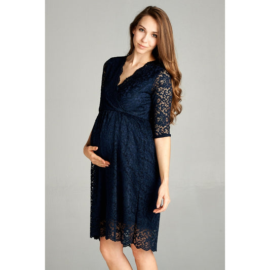 Floral Scallop Lace Maternity Dress