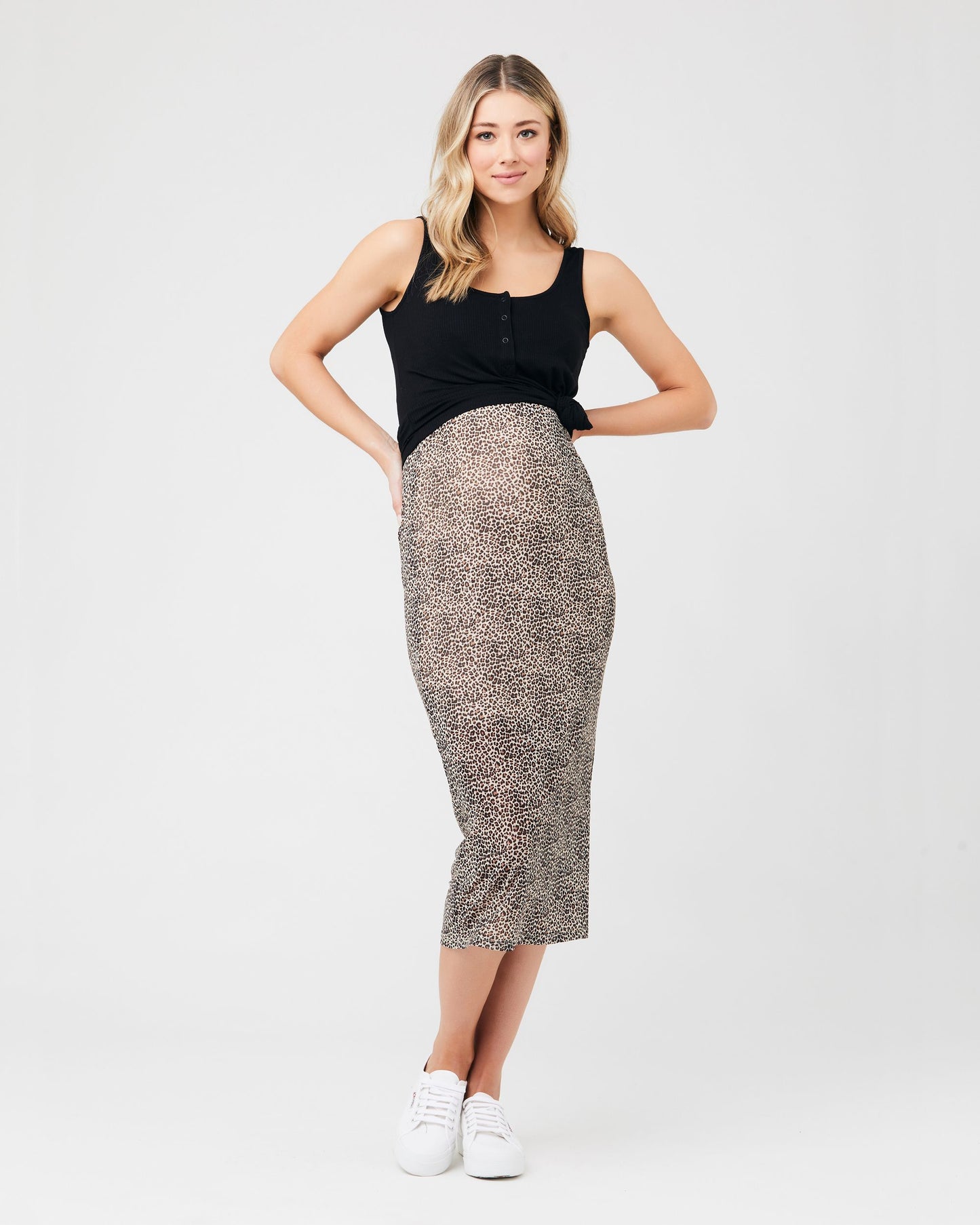 Leopard Mesh Maternity Skirt