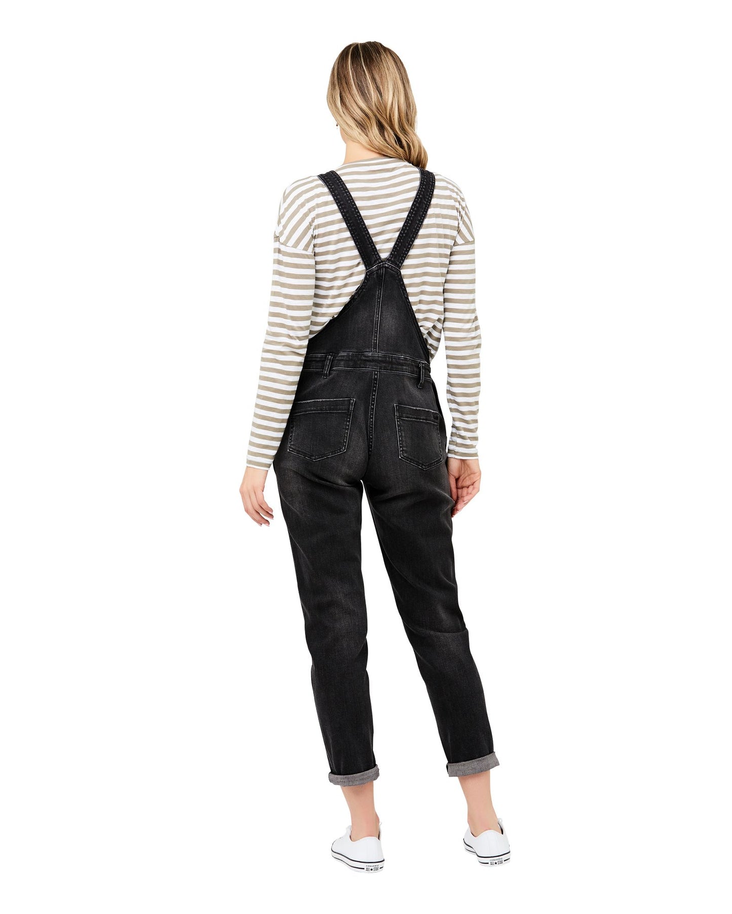 Black Denim Maternity Overalls