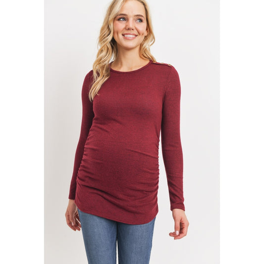 Button Shoulder Maternity Sweater